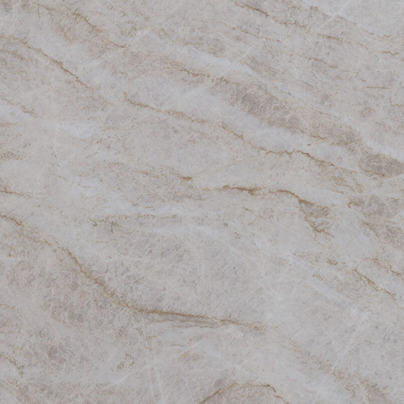 Marble-look quartz worktop with veining — classic natural stone aesthetic