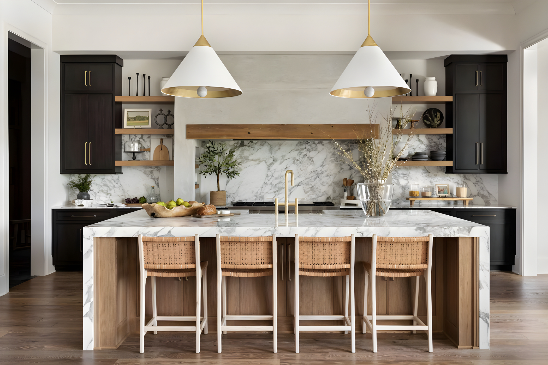 Kitchen after marble worktop installation